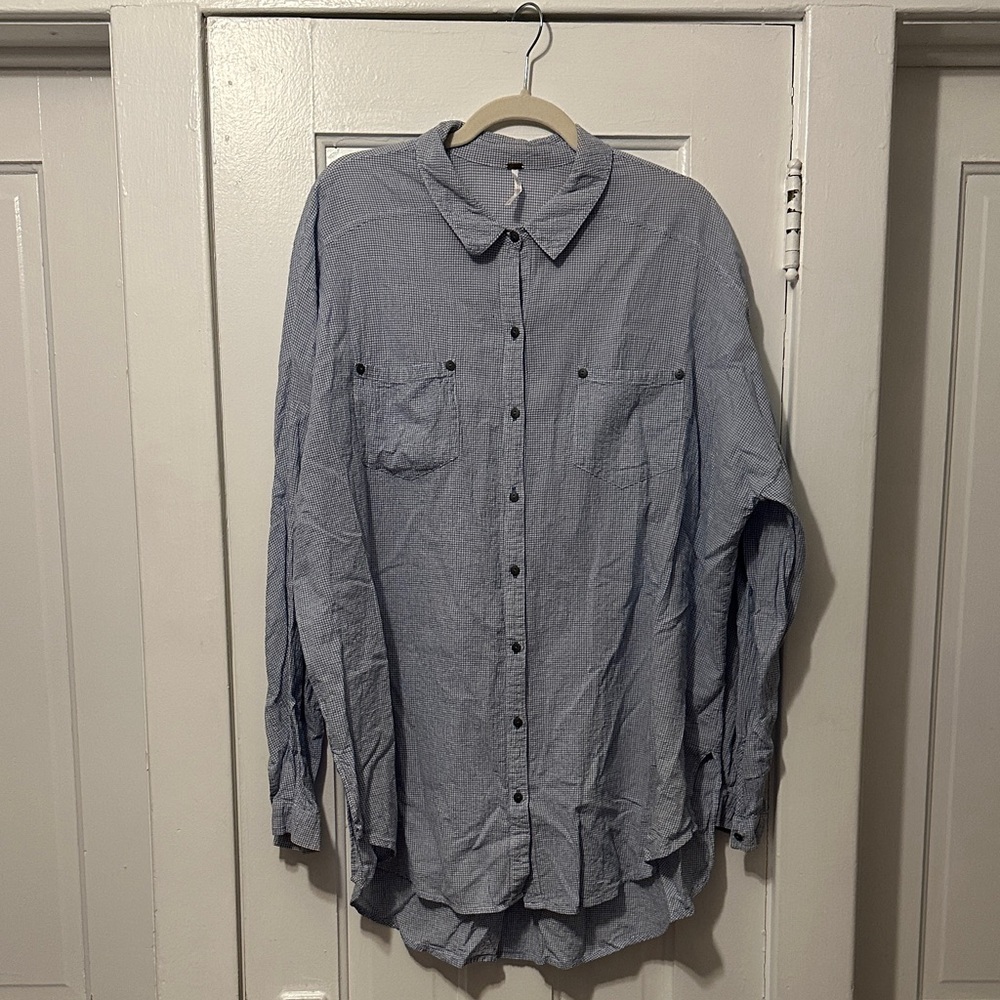 Free People Light Blue Button Down Shirt